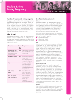 Healthy Eating During Pregnancy Specific nutrient requirements Nutritional requirements during pregnancy