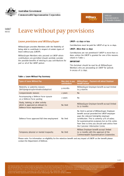 Leave without pay provisions Leave provisions and MilitarySuper MB07