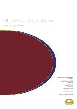 MLC Personal LoanCover PRODUCT DISCLOSURE STATEMENT