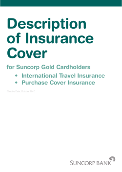 Description of Insurance Cover for Suncorp Gold Cardholders