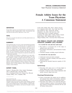 Female Athlete Issues for the Team Physician: A Consensus Statement SPECIAL COMMUNICATIONS