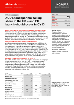 ACL’s fondaparinux taking  share in the US – and EU