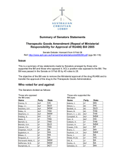 Summary of Senators Statements  Therapeutic Goods Amendment (Repeal of Ministerial