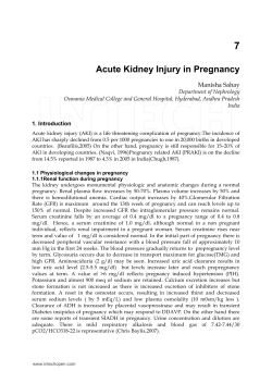 7 Acute Kidney Injury in Pregnancy Manisha Sahay Department of Nephrology