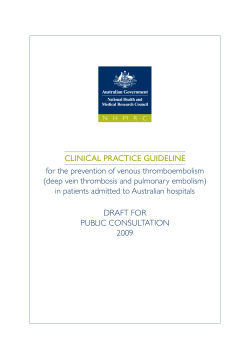 CliniCal praCtiCe guideline  for the prevention of venous thromboembolism
