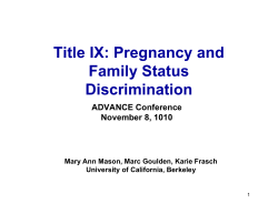 Title IX: Pregnancy and Family Status Discrimination ADVANCE Conference