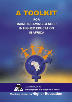 Higher Education FOR MAINSTREAMING GENDER IN HIGHER EDUCATION