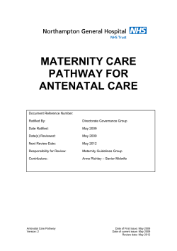 MATERNITY CARE PATHWAY FOR ANTENATAL CARE