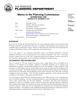 Memo to the Planning Commission INFORMATIONAL ITEM HEARING DATE: DECEMBER 9, 2010