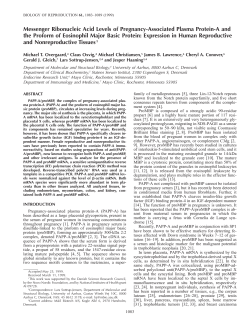 Messenger Ribonucleic Acid Levels of Pregnancy-Associated Plasma Protein-A and