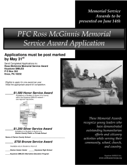PFC Ross McGinnis Memorial Service Award Application Memorial Service Awards to be