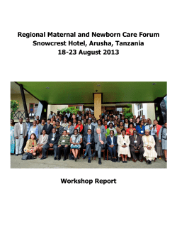 Regional Maternal and Newborn Care Forum Workshop Report 2013