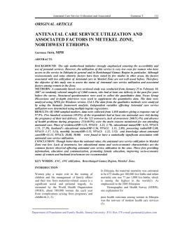 ANTENATAL CARE SERVICE UTILIZATION AND ASSOCIATED FACTORS IN METEKEL ZONE, NORTHWEST ETHIOPIA