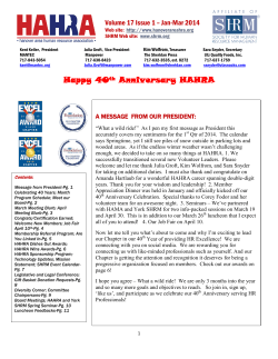 Volume 17 Issue 1 – Jan-Mar 2014  Web site: SHRM Web site: