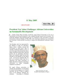 c 11 May 2009 President Yar'Adua Challenges African Universities on Sustainable Development