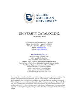 UNIVERSITY CATALOG 2012 Fourth Edition K