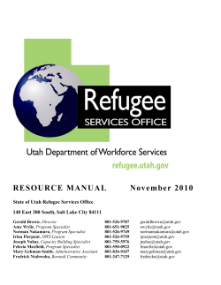 R E S O U R C E  ... N o v e m b e r  ... State of Utah Refugee Services Office