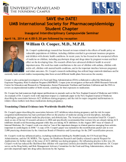 SAVE the DATE! UMB International Society for Pharmacoepidemiolgy Student Chapter