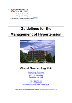 Guidelines for the Management of Hypertension Clinical Pharmacology Unit