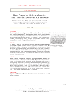 Major Congenital Malformations after First-Trimester Exposure to ACE Inhibitors original article