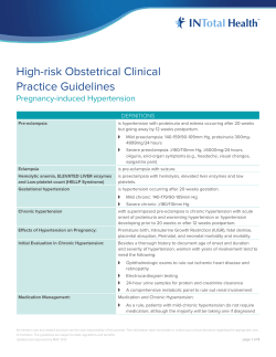 High-risk Obstetrical Clinical Practice Guidelines Pregnancy-induced Hypertension