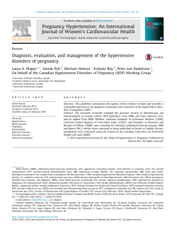 Diagnosis, evaluation, and management of the hypertensive disorders of pregnancy