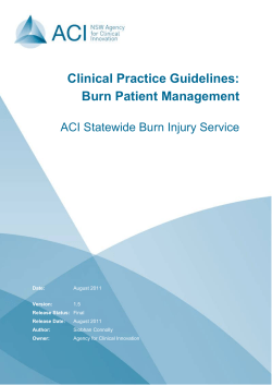 Clinical Practice Guidelines: Burn Patient Management  ACI Statewide Burn Injury Service