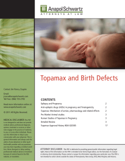Topamax and Birth defects Contents Epilepsy and Pregnancy 2