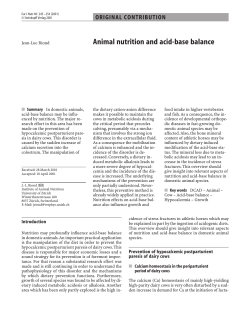 Animal nutrition and acid-base balance ORIGINAL CONTRIBUTION