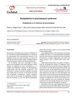 Dyslipidemia in preeclampsia syndrome Cuban Society of Cardiology Letter to the Editor