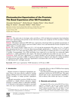 Photoselective Vaporization of the Prostate: The Basel Experience after 108 Procedures Bachmann ,