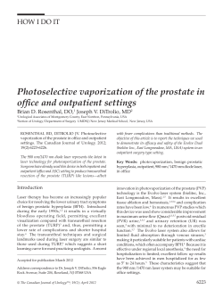 Photoselective vaporization of the prostate in office and outpatient settings