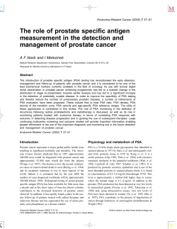 The role of prostate speciﬁc antigen measurement in the detection and