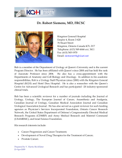 Dr. Robert Siemens, MD, FRCSC