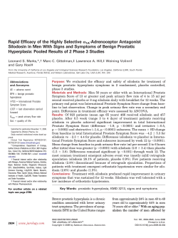 Rapid Efficacy of the Highly Selective -Adrenoceptor Antagonist ␣