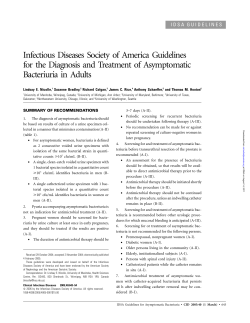 Infectious Diseases Society of America Guidelines Bacteriuria in Adults