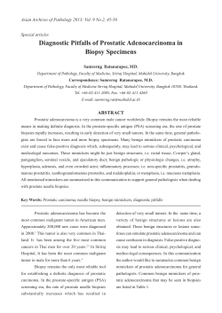 Diagnostic Pitfalls of Prostatic Adenocarcinoma in Biopsy Specimens Special articles
