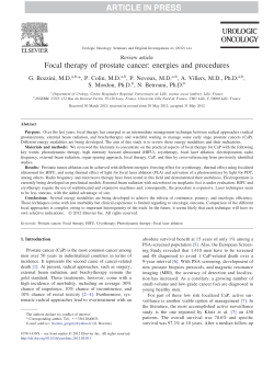 Focal therapy of prostate cancer: energies and procedures