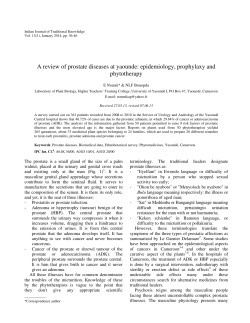 A review of prostate diseases at yaounde: epidemiology, prophylaxy and phytotherapy