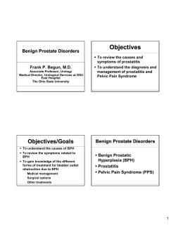 Objectives Benign Prostate Disorders