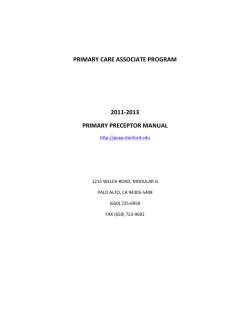 PRIMARY CARE ASSOCIATE PROGRAM 2011-2013 PRIMARY PRECEPTOR MANUAL