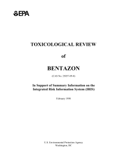 BENTAZON TOXICOLOGICAL REVIEW of In Support of Summary Information on the
