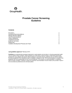 Prostate Cancer Screening Guideline  Contents