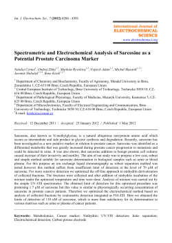 Spectrometric and Electrochemical Analysis of Sarcosine as a ELECTROCHEMICAL SCIENCE