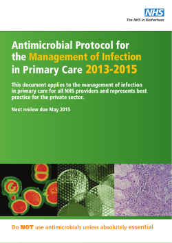 2013-2015 Antimicrobial Protocol for the