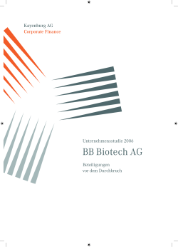 BB Biotech AG Kayenburg AG Unternehmensstudie 2006 Beteiligungen