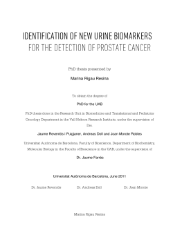 IDENTIFICATION OF NEW URINE BIOMARKERS FOR THE DETECTION OF PROSTATE CANCER