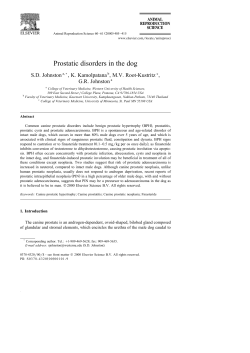 Prostatic disorders in the dog S.D. Johnston , K. Kamolpatana , M.V. Root-Kustritz