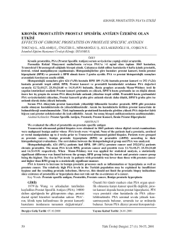 KRONİK PROSTATİTİN PROSTAT SPESİFİK ANTİJEN ÜZERİNE OLAN  KRONİK PROSTATİTİN PSA'YA ETKİSİ