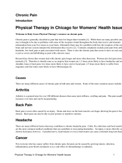 Physical Therapy in Chicago for Womens' Health Issues Chronic Pain Introduction